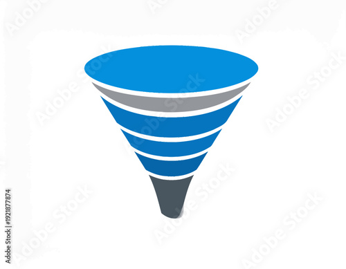 Sales Funnel Conversion Process Illustration With Segmented Stages Isolated On White
