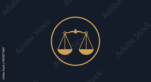 Scales Of Justice Icon Within Circle Representing Law And Balance With Elegance