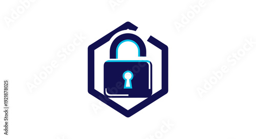 Secure Padlock Icon Enclosed In a Geometric Shape Representing Cybersecurity and Data Privacy
