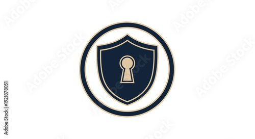 Secure Shield With Keyhole Icon Representing Digital Safety And Protection Concept
