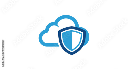 Secured Cloud Storage Icon Depicting a Shield Protecting Data and Information