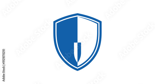 Shield Icon Design With Knife Symbol, Protection And Defense Concept Emblem