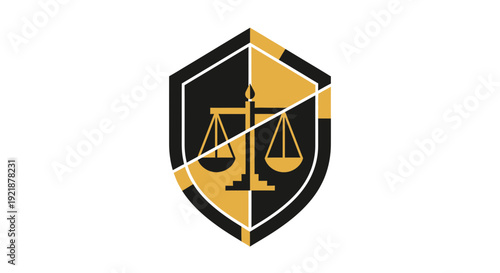 Shield Icon Featuring Scales of Justice: A Symbol of Law, Ethics, and Fairness