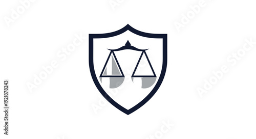 Shield Icon Featuring Scales Signifying Legal System and Justice Themes