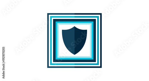 Shield Icon Inside Geometric Frame Representing Safety and Protection for Digital Concepts