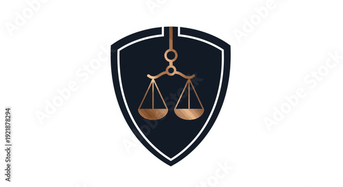 Shield Icon Of Scales Representing Legal System and Symbolizing Fairness and Justice