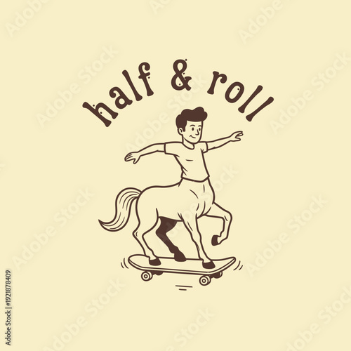 Centaur Skateboarder Illustration.