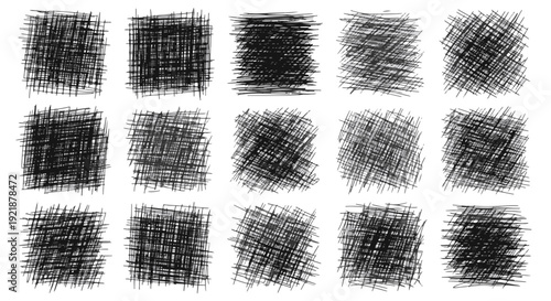 Abstract Grunge Scribble Pattern Backgrounds Distressed Black and White Line Textures