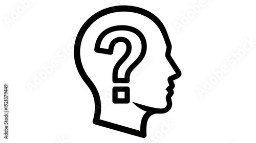 Human head silhouette with question mark inside representing doubt or confusion.