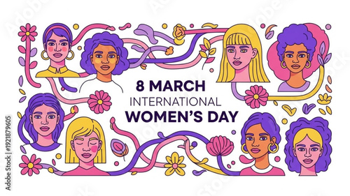 International Womens Day Celebration Diverse Women Faces.