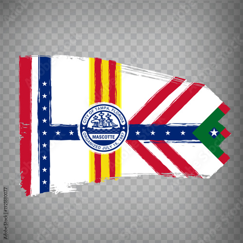 Flag of Tampa is city USA from brush strokes. State of Florida.  Flag of Tampa on transparent background for your web site design, app, UI. United States. EPS10.