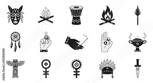 Collection of Indigenous Cultural Symbols and Objects.