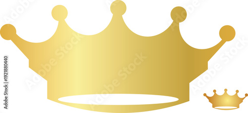 Golden crown royalty symbol with smaller crown illustration