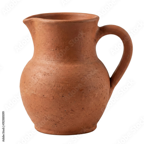 Tableau sur toile Handmade rustic terracotta clay water pitcher isolated