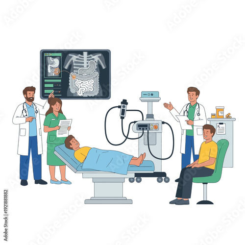 Medical Team Discussing Patient Scan Results and Treatment Plan