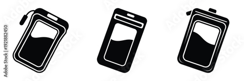 Waterproof Phone Case Silhouette Vector Set – Summer Beach Accessory, Smartphone Protection Illustration for Swimming, Vacation, Pool, and Travel Design