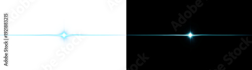 Εκτύπωση καμβά Abstract glowing light blue line with central starburst, neon laser beam divider