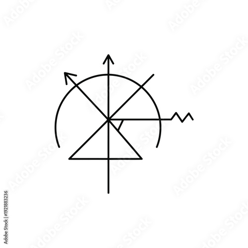Abstract geometric diagram with arrows and circle for scientific logic or technical charts