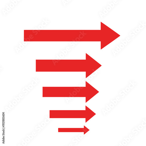 Red arrows indicating progress and speed on white background graphic element