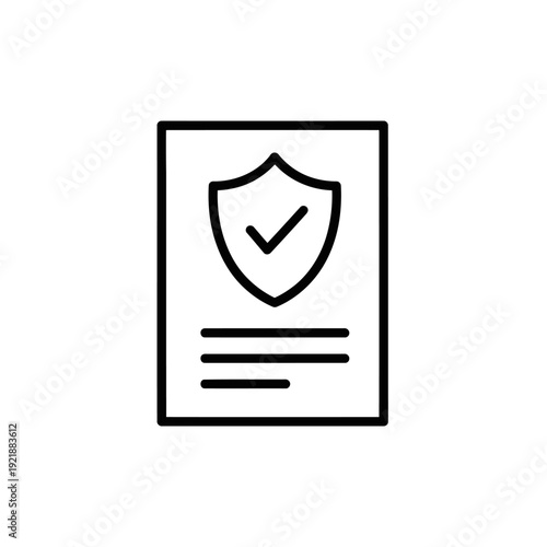 Document icon with shield and check mark, representing security and approval