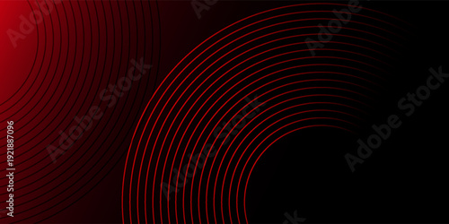 Red and black vector abstract 3D futuristic modern neon banner with circle outline