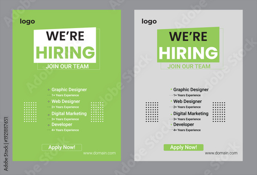 We are hiring job vacancy web banner and social media post template