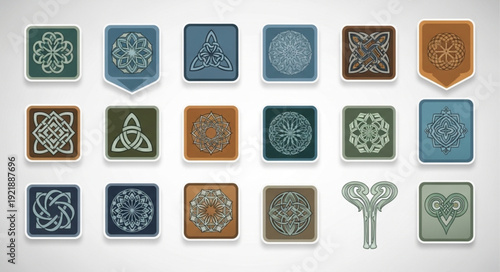 Collection of Celtic knot designs and symbols.