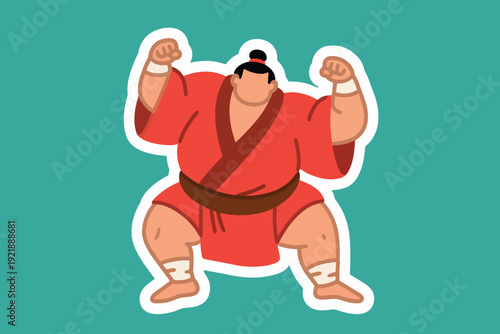 Illustration Of A Sumo Wrestler, With A Large Body Wearing Traditional Clothing Vector Design Template