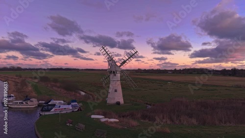 Norfolk Broads windmill at sunrise