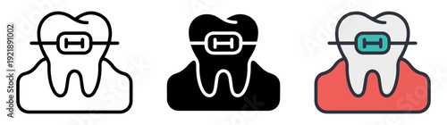 dental braces orthodontic icon set