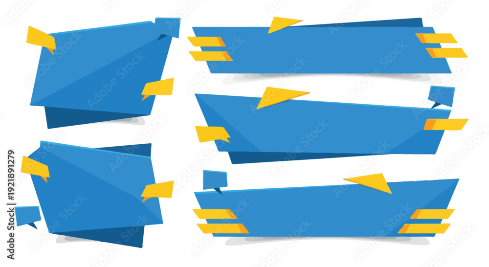 Fototapeta premium A collection of blue and yellow sticky notes on a white background.