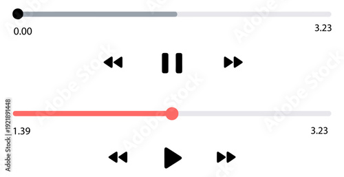 media player control icons set