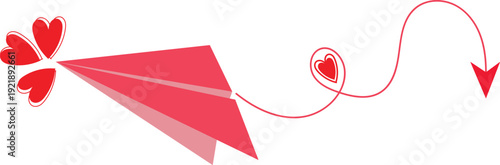 Red paper airplane with tail and propeller