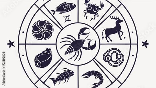 Astrology Zodiac Wheel Horoscope Signs Mystical Celestial Chart for Spiritual Wellness and Fortune Telling Design Projects