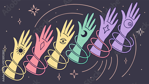 Mystical Hands Aligning Energy for Tarot Reading, Astrology, and Spiritual Wellness Branding Design