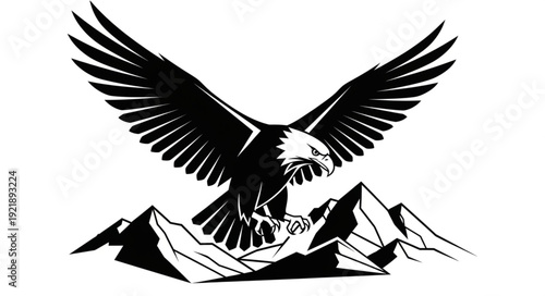 Majestic eagle soaring above rugged mountain peaks, a symbol of freedom and strength.