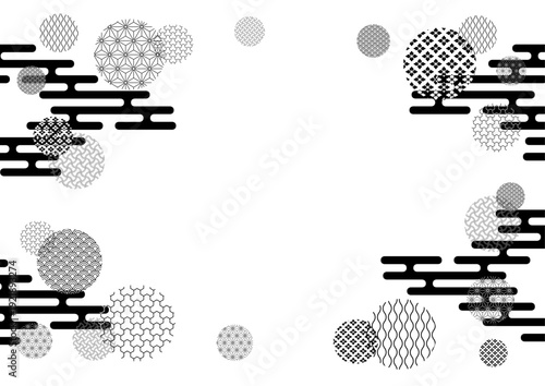 モノクロ和柄の背景デザイン