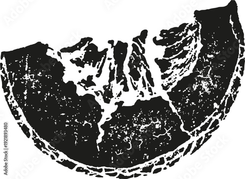 Black grunge cracked semicircle shape texture with distressed worn and weathered rough