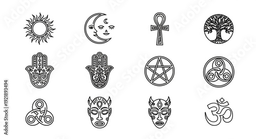 Collection of Esoteric Symbols and Mystical Icons.