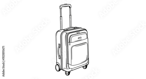 Detailed illustration of a rolling suitcase, perfect for travel and journeys, ready for adventures.