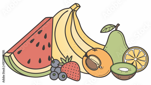 Vibrant Assortment of Fresh Summer Fruits for Healthy Eating Recipes Website Design and Food Blog Graphics