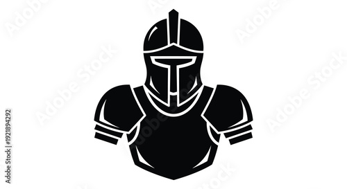 Black silhouette of a medieval knight s helmet and armor stark contrast silhouette
