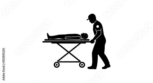 Medical Emergency Response Team Transporting Patient on Stretcher.