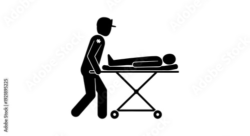Medical professional transporting patient on a stretcher.