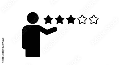 Person giving a rating with four stars.