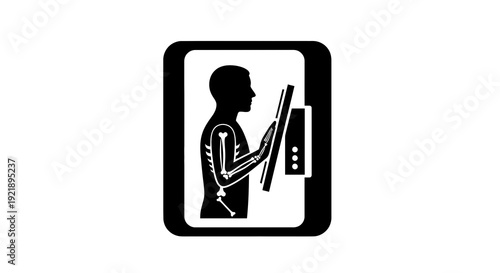 X-ray medical imaging diagnostic procedure illustration.