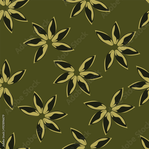 Seamless floral pattern, decorative ditsy print with gentle spring garden, wild plants. Cute botanical design with small hand drawn flowers, leaves, branches, herbs. Vector illustration.
