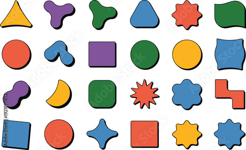 Colorful Abstract Geometric Shapes Vector Set Flat Modern Icons Collection Isolated on White Background