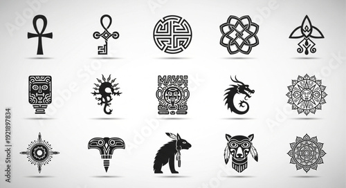 Collection of Diverse Ancient Symbols and Mystical Icons.