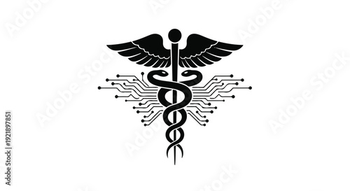 Medical technology symbol with circuit board design